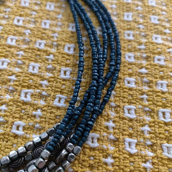 Multi-strand seed bead and silver beads. - Picture 2 of 6